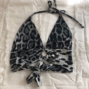 SHEIN Animal Print Halter Top